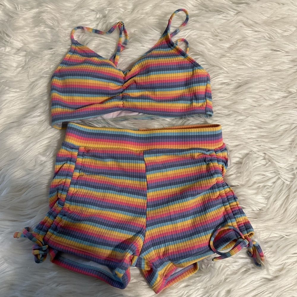 Pastel Rainbow top and shorts set